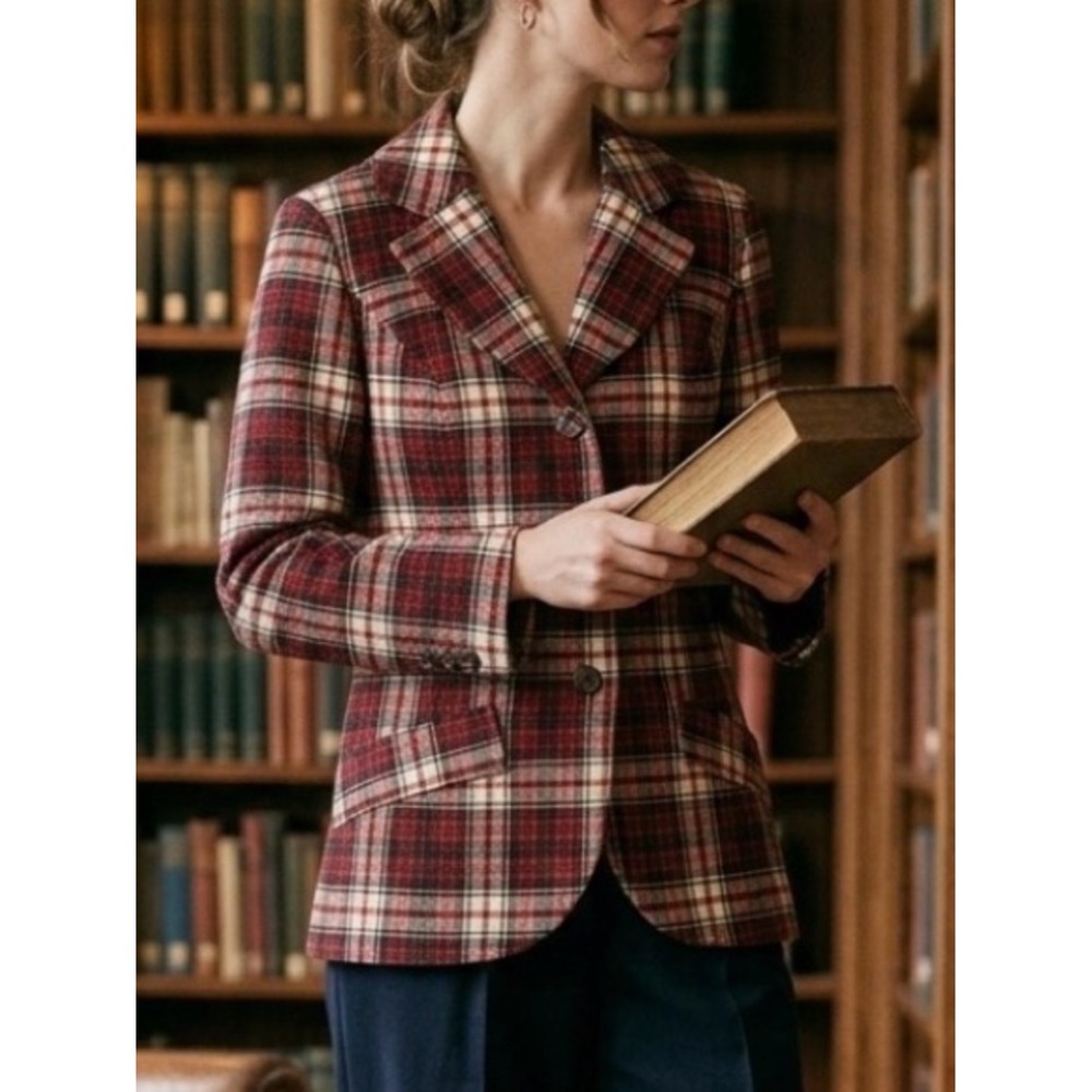 Vintage Pendleton MacDuff Scottish Tartan Plaid Wool Jacket Red Blue Green 8 10